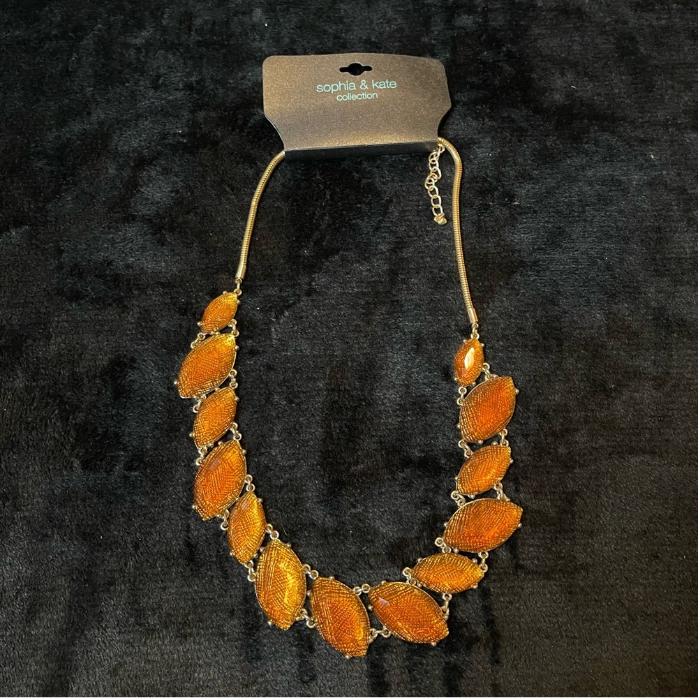 Gold and Orange Leaf Necklace